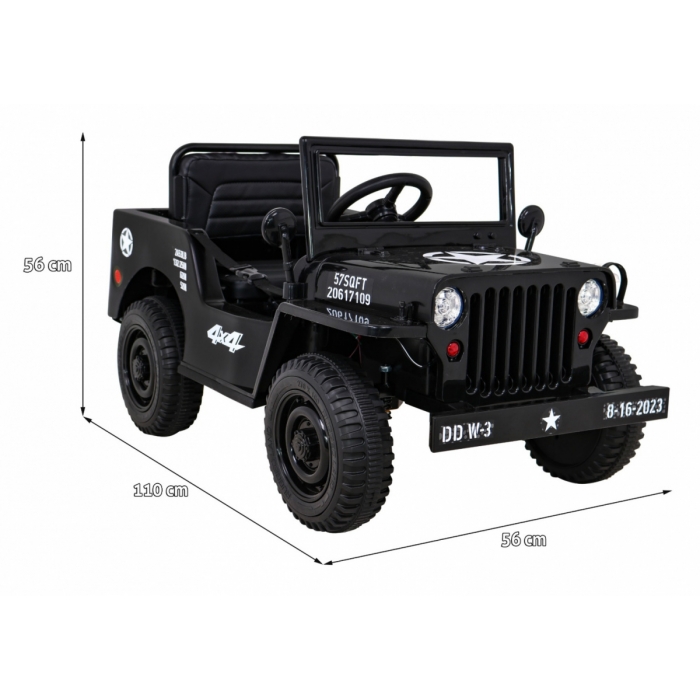Masinuta Electrica Ramiz 4x4 Retro, 140W, Negru - imagine 7