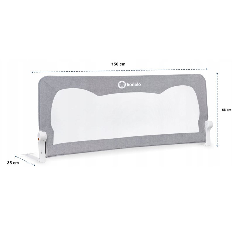 Bariera Protectie Pat Lionelo Hanna, 150x66 cm, Gri - imagine 10
