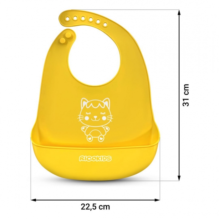 Bavetică Silicon Ricokids cu Buzunar, Galben
