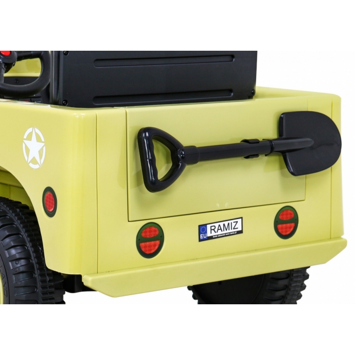 Masinuta Electrica Ramiz Military Retro 4x4 Bej - imagine 5