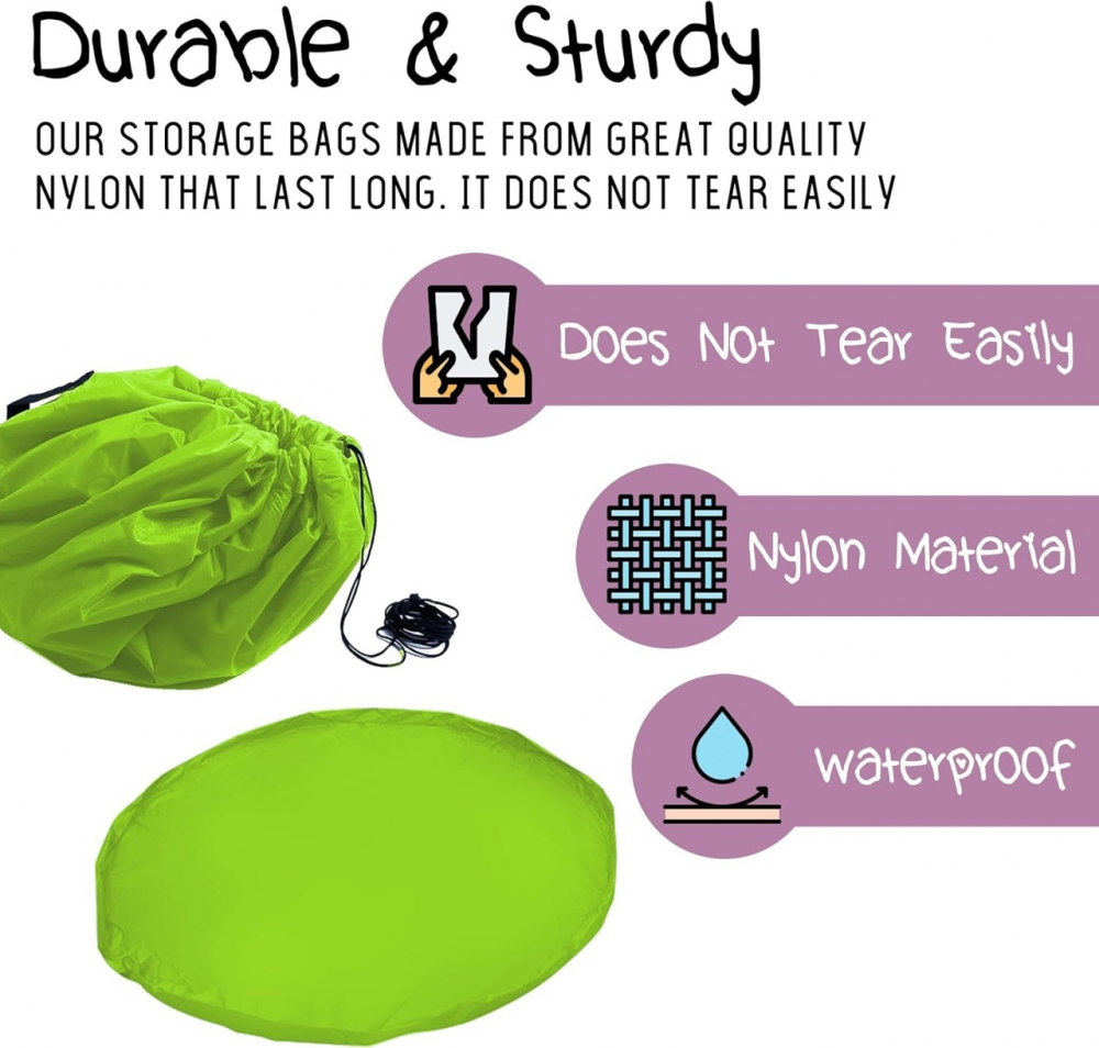 Covor Joacă Sac Jucării 2in1 Verde Drool - imagine 3