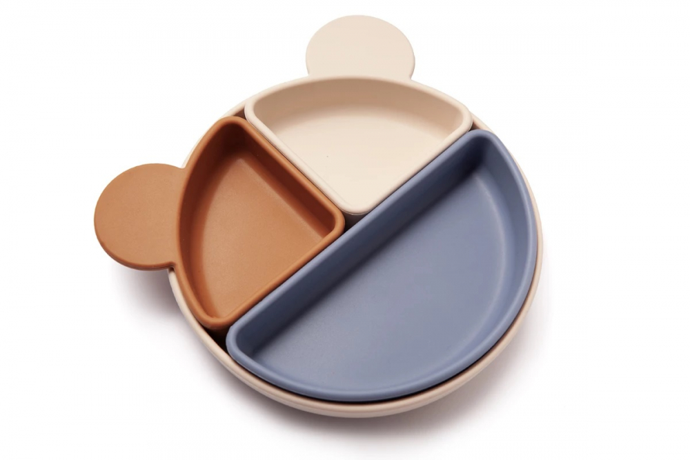 Farfurie Silicon 3 Compartimente Kidnort Bej - imagine 3