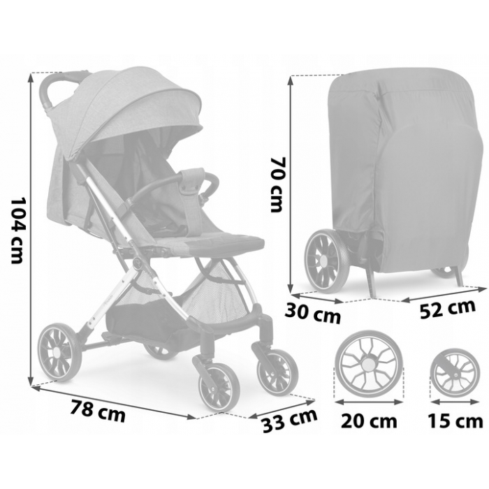 Carucior Nukido Paseo Gri - Pliere Compacta Avion - imagine 4