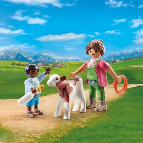 Playmobil Set Fermier cu Copil și Vițel - imagine 4