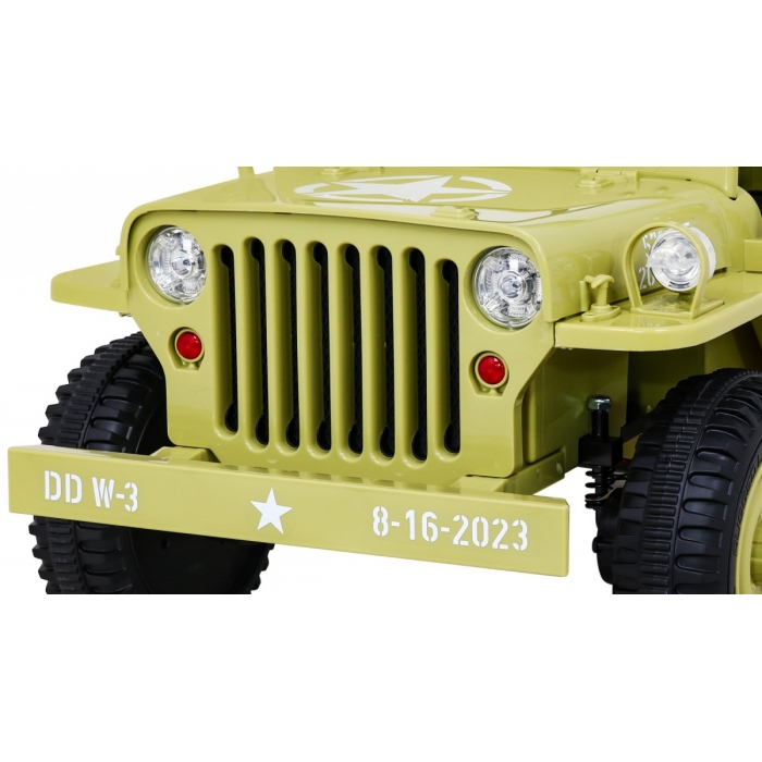 Masinuta Electrica Ramiz Military Retro 4x4 Bej - imagine 4