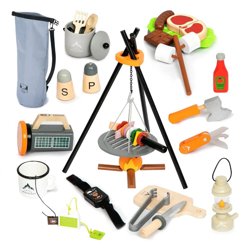 Set Camping Lemn 45 piese UMU Toys