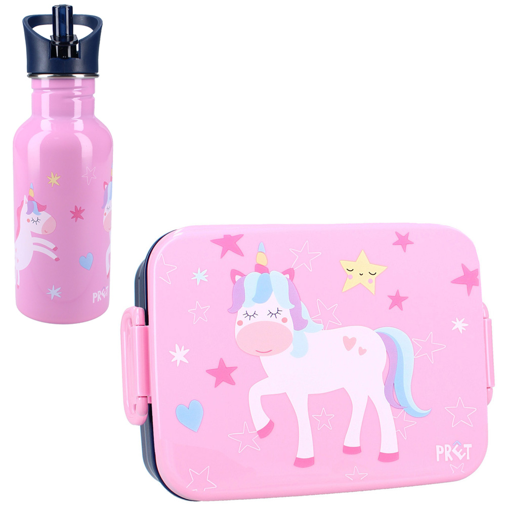 Set Cutie & Sticlă Inox Unicorn Pink