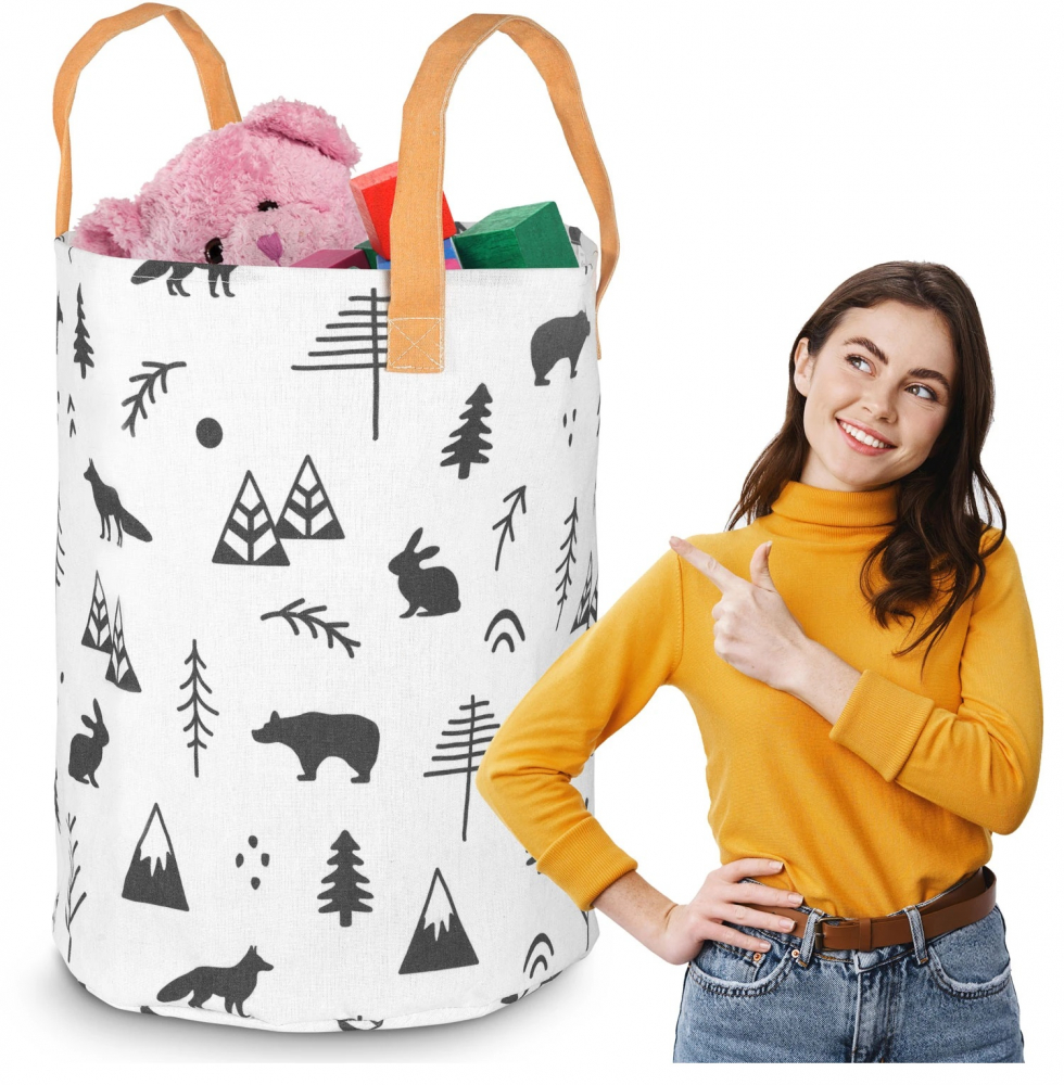 Cos Depozitare Bumbac Nukido 35x45 cm Alb - imagine 4