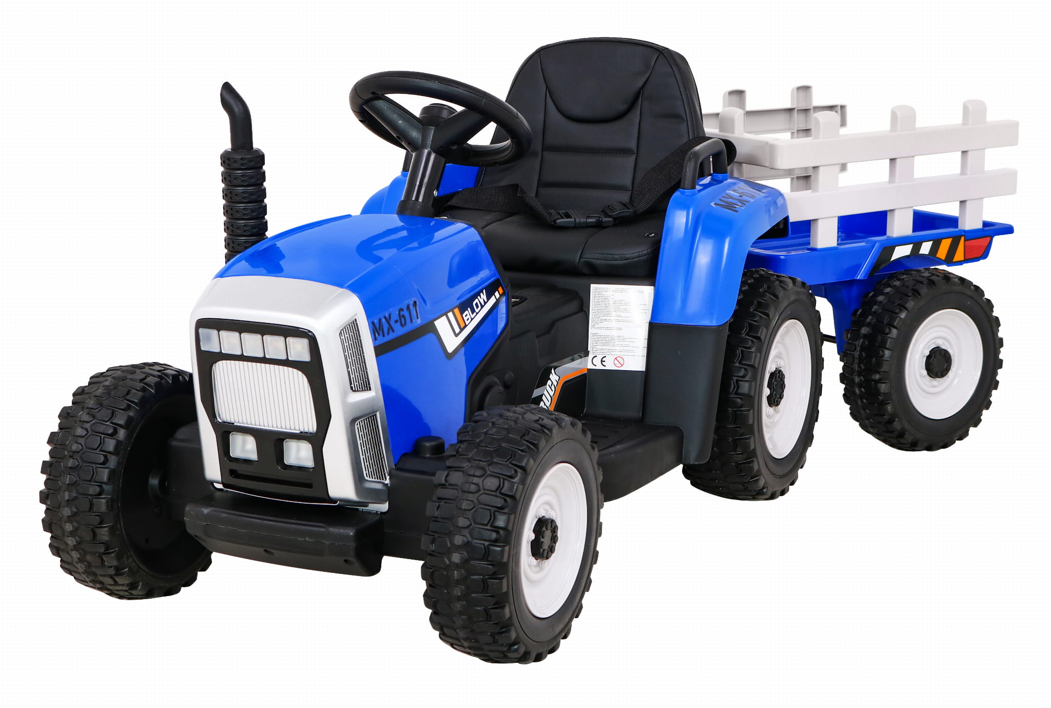 Tractor Electric Copii cu Remorcă Albastru Autokids