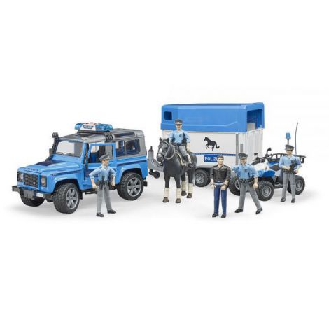 Bruder Masina Politie Land Rover cu Remorca si Cal - imagine 2