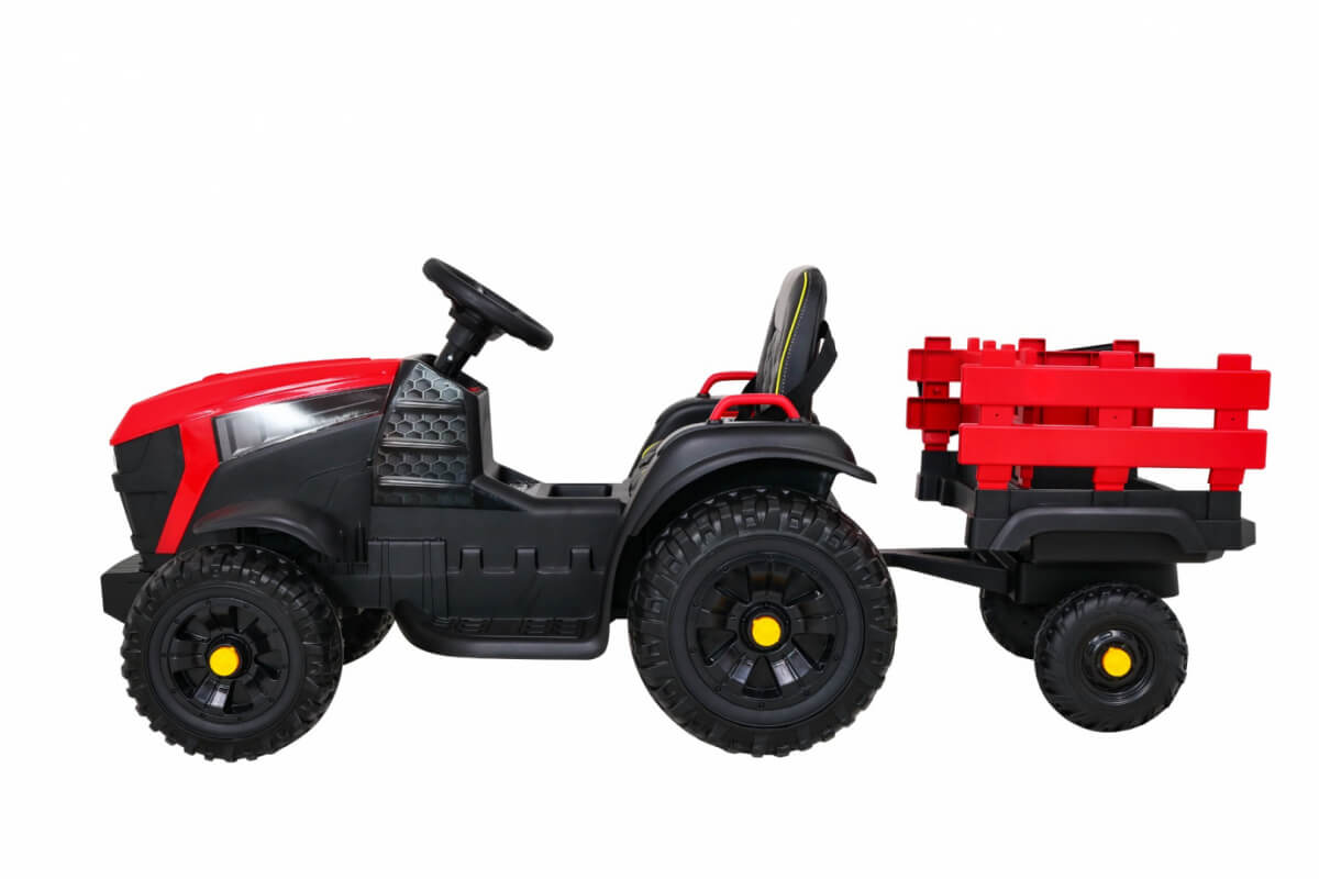Tractor Electric Copii Titanium Roșu cu Remorcă - imagine 4
