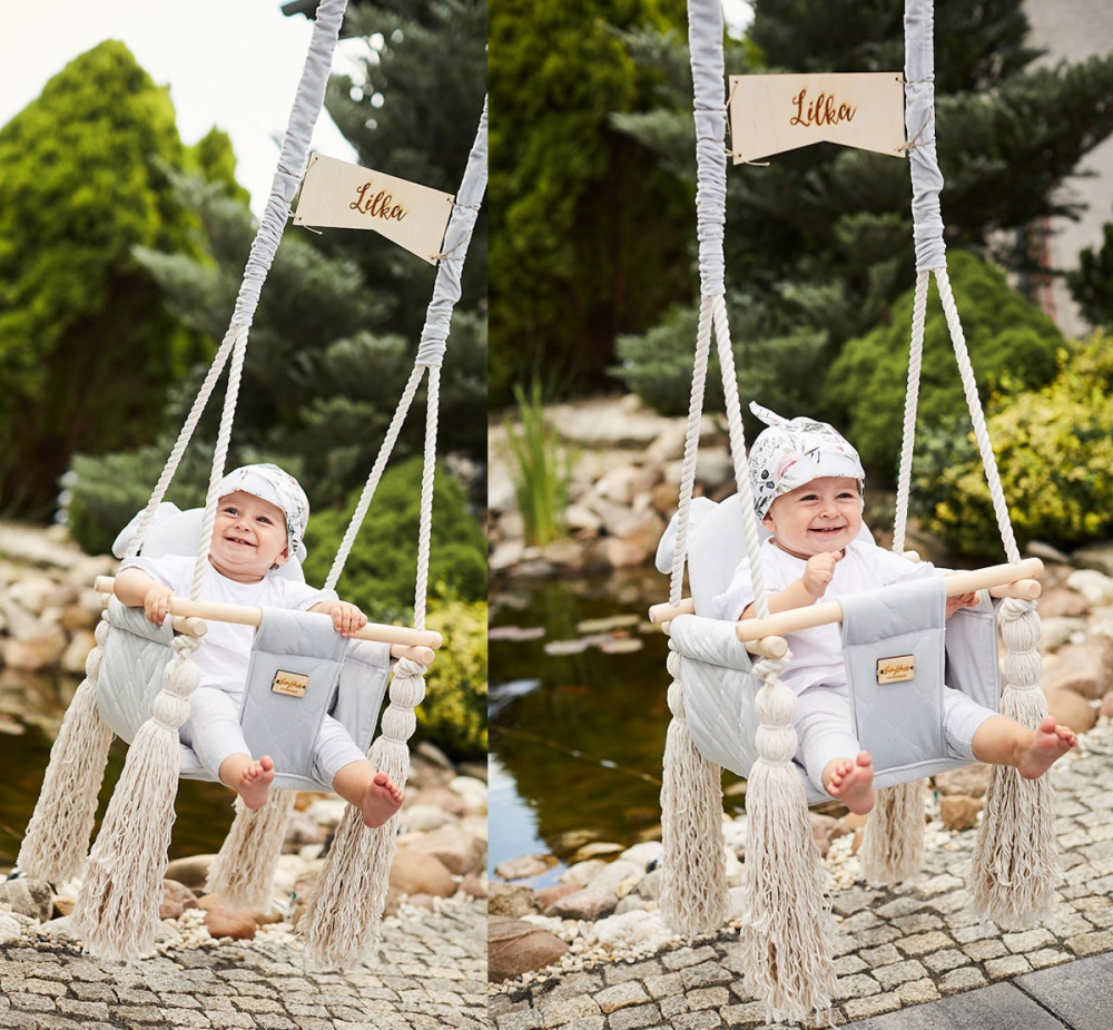 Leagan Catifea Velvet Babysteps, Gri, Perna Ursulet - imagine 7