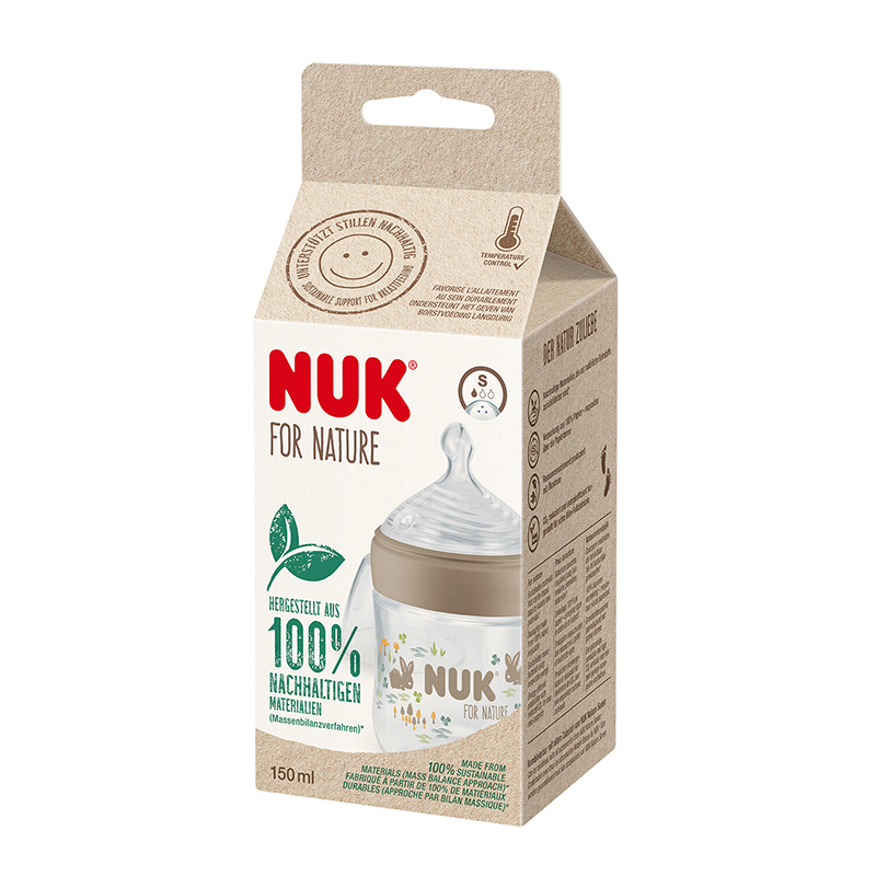 Biberon NUK for Nature 150 ml, Control Temperatură, Crem
