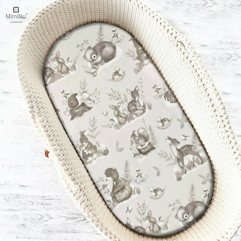 Cearceaf elastic Miminu Calm Forest Beige 80x35cm