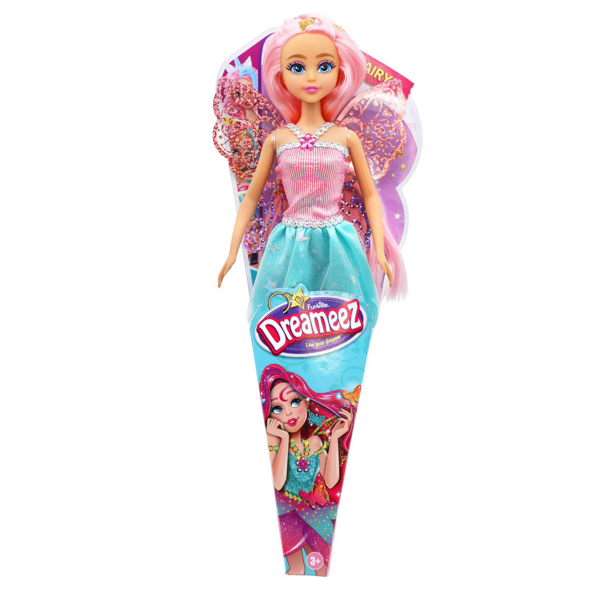 Păpușa Zână Dreameez cu Păr Roz, 29 cm