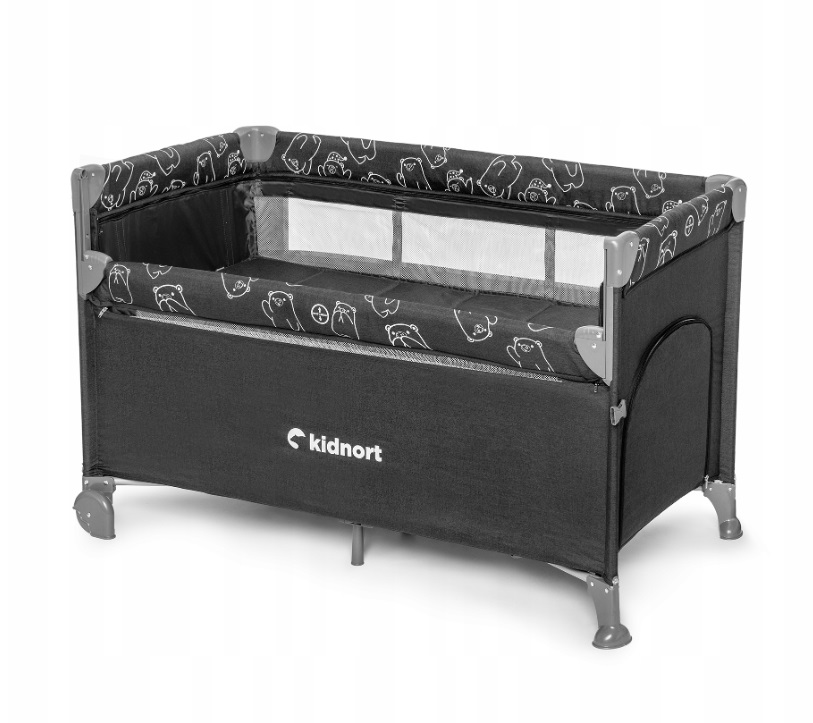 Patut pliabil 3in1 Kidnort cu saltea Dark Grey - imagine 7