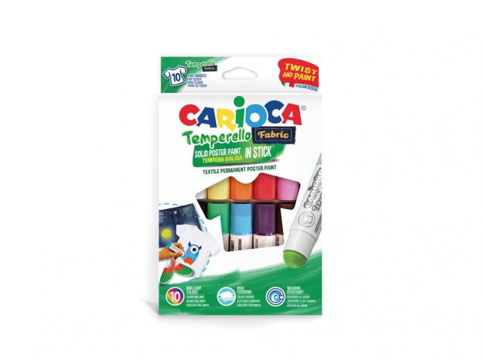 Set Creioane Tempera Textile Carioca 10 culori