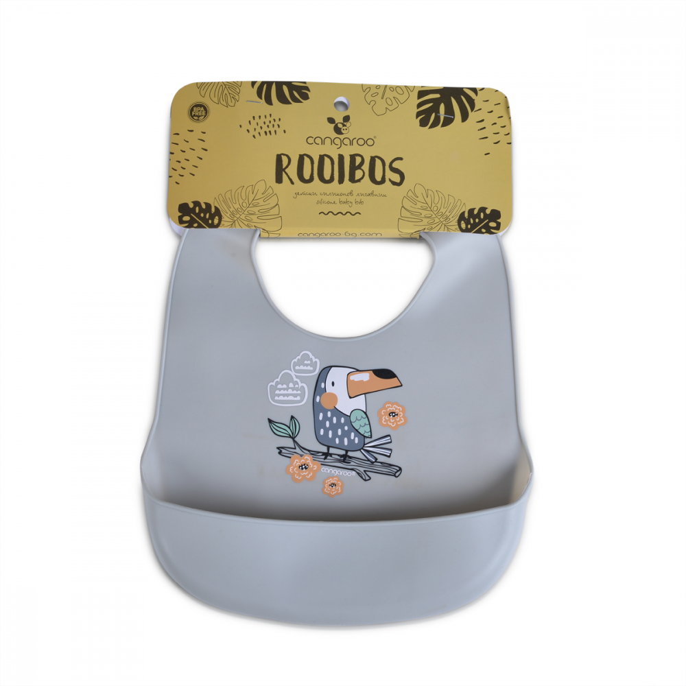 Baveta Silicon Cangaroo cu Buzunar | Rooibos Grey