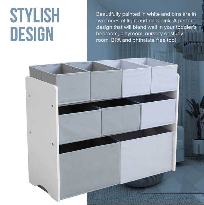 Organizator Lemn Ginger Home 9 Cutii, Alb-Gri - imagine 6