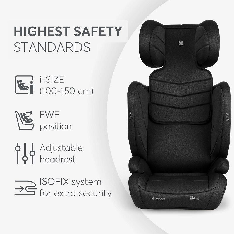Scaun Auto Kikkaboo i-Stand Isofix, Black - imagine 5
