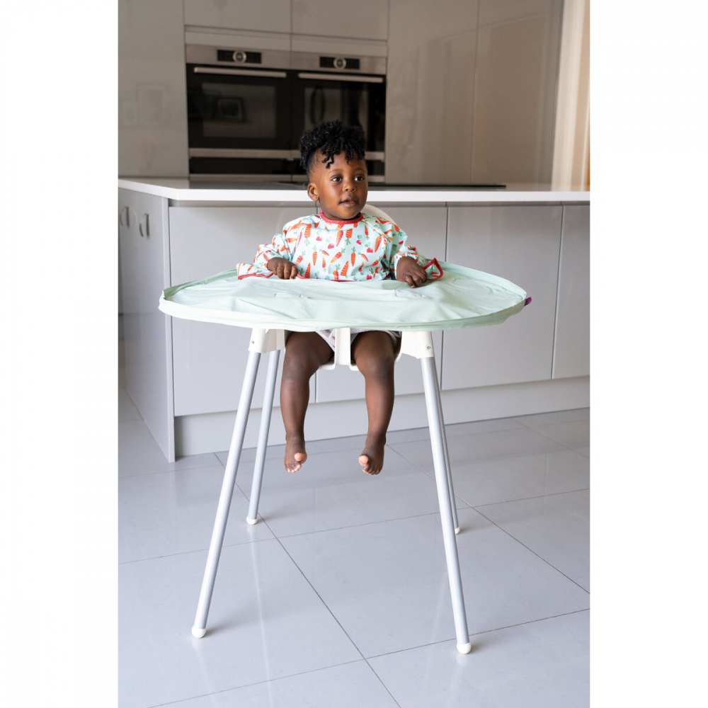 Kit Hranire Tidy Tot Baveta si Tava Verde-Gri - imagine 2