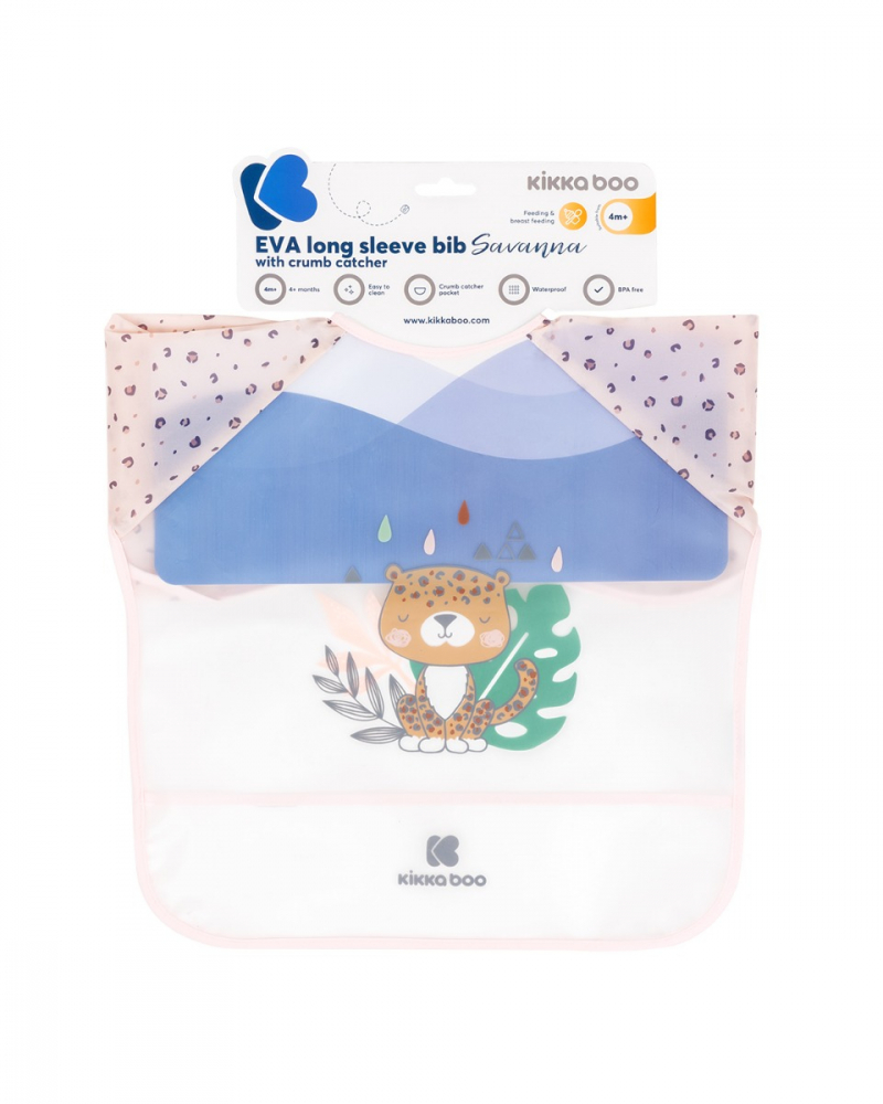 Baveta impermeabilă KikkaBoo cu maneci Savanna Pink - imagine 2