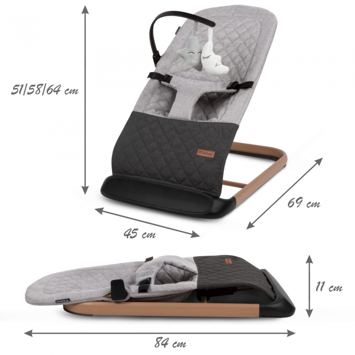 Balansoar Kidwell Laro Wooden Grey, Confort și Siguranță - imagine 8