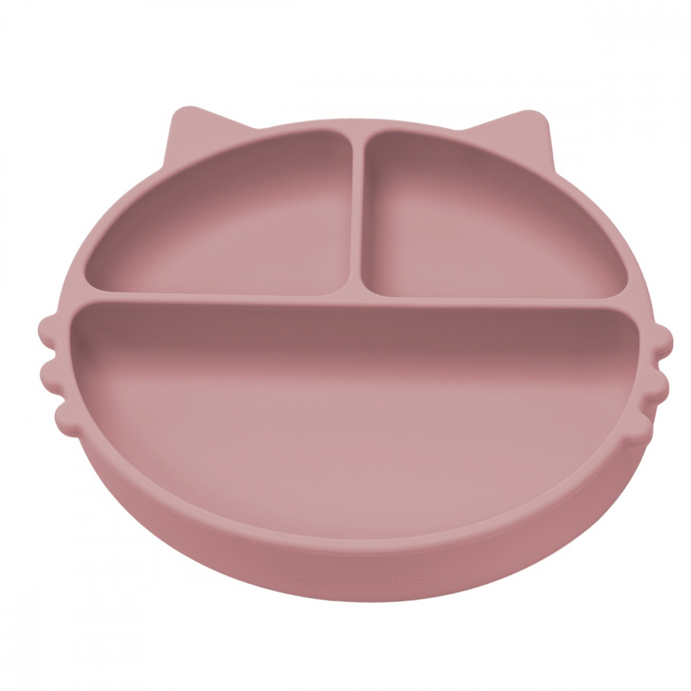 Farfurie Silicon AppeKids, Ventuza, Old Rose - imagine 5
