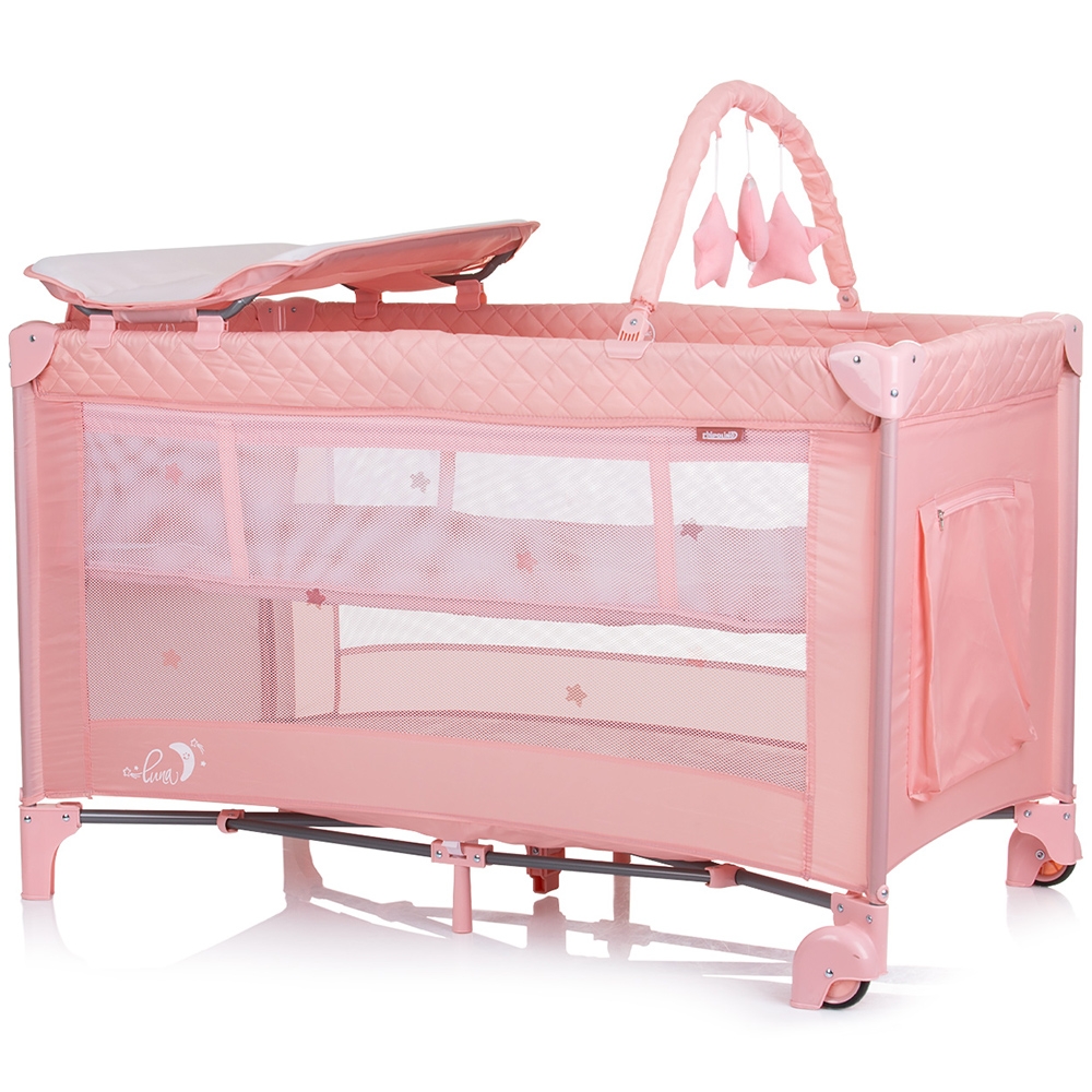 Patut pliabil Chipolino Luna Flamingo cu infasat