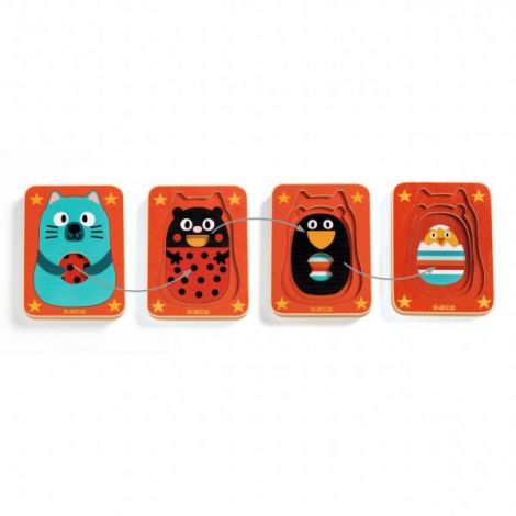 Puzzle 3 straturi Djeco Max & co lemn - imagine 2