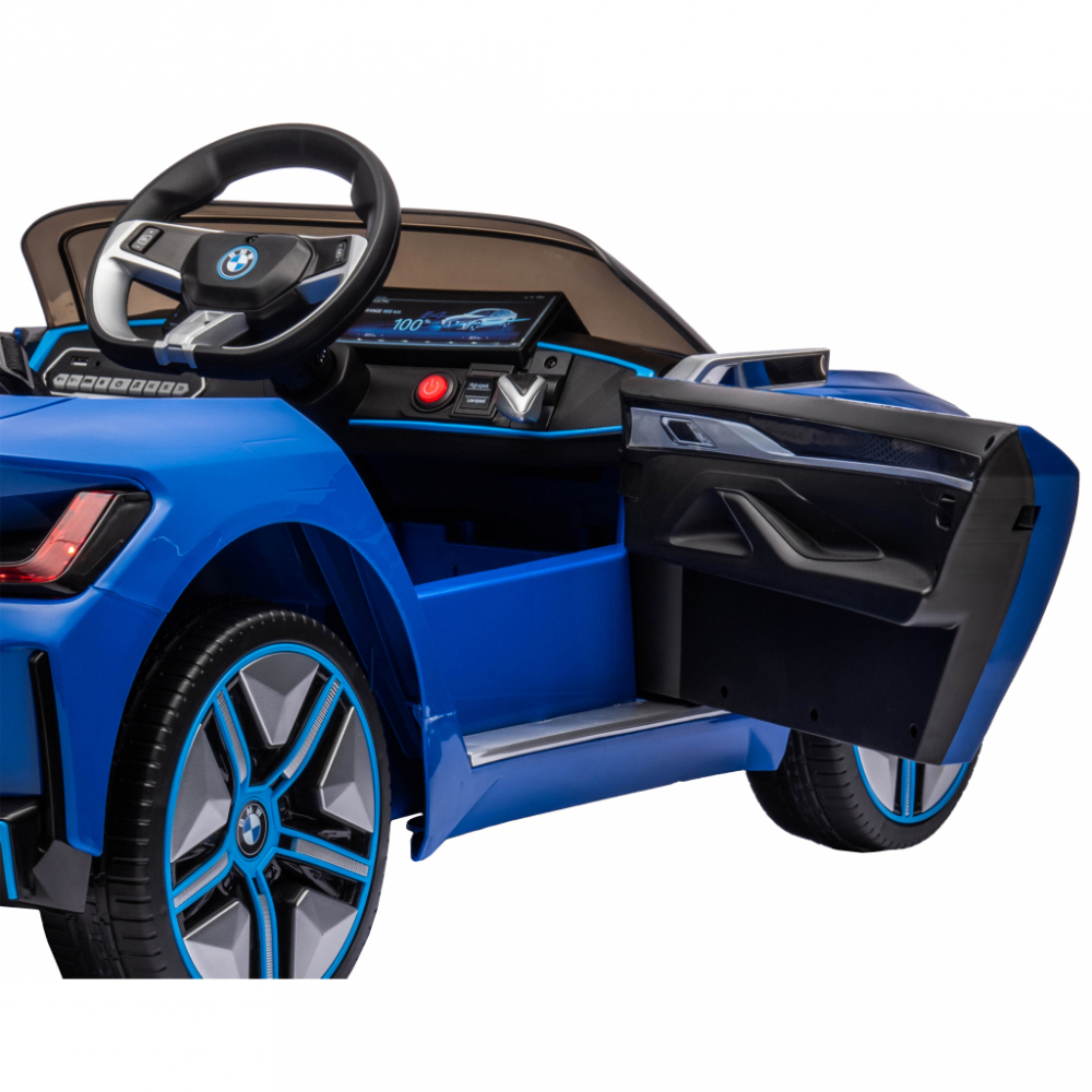 Mașinuță Electrică BMW i4 Blue 12V, Scaun Piele - imagine 3