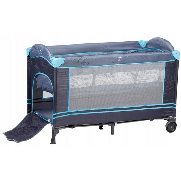 Pătuț pliabil Ecotoys cu 2 nivele, Bleumarin - imagine 7