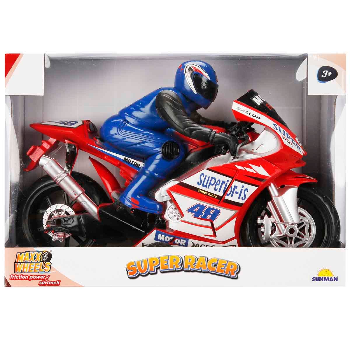 Motocicleta Maxx Wheels Super Racer, 32 cm, Rosu