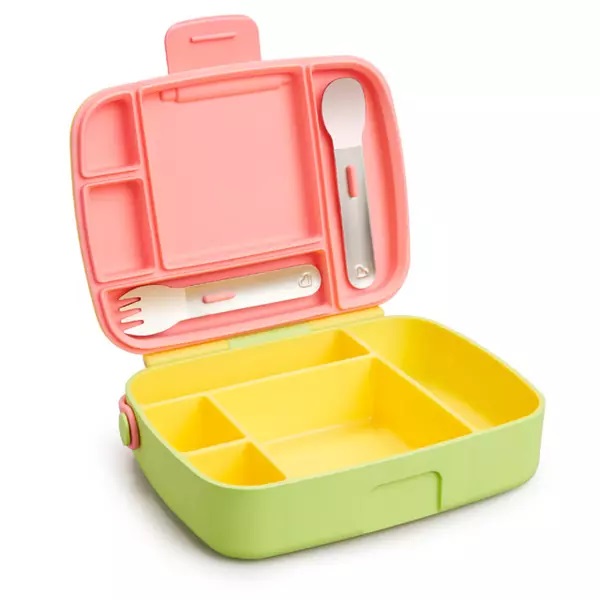 Cutie Bento Munchkin Galben cu Ustensile Inox - imagine 2