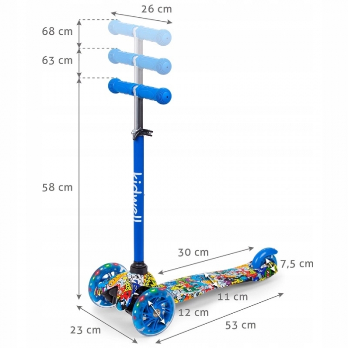 Kidwell Uno Monsters Trotinetă LED Ghidon Reglabil - imagine 4