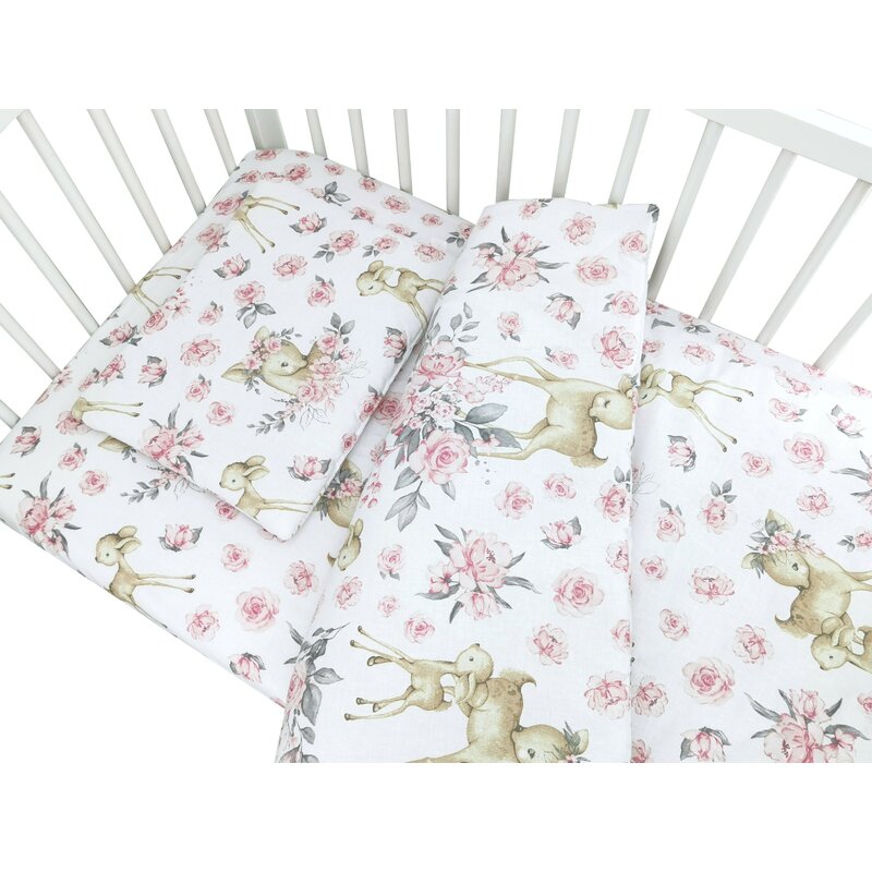 Set Lenjerie Patut MimiNu Sweet Deer Pink 5 Piese - imagine 3