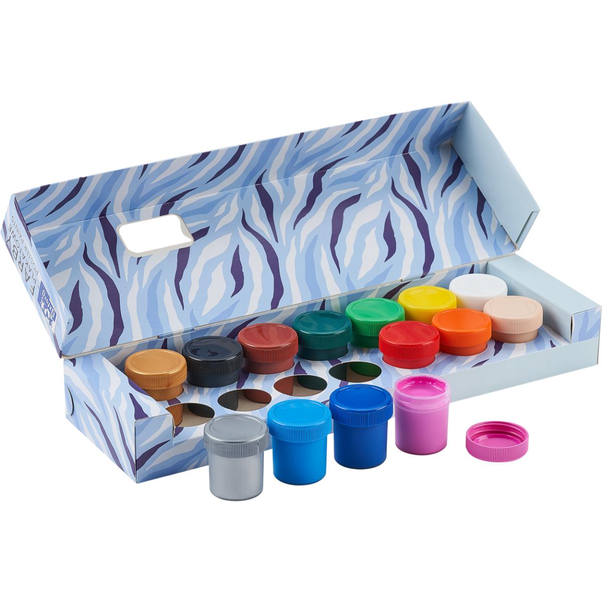 Set Acuarele Guase Oxford Kids, 14 Culori + Auriu/Argintiu
