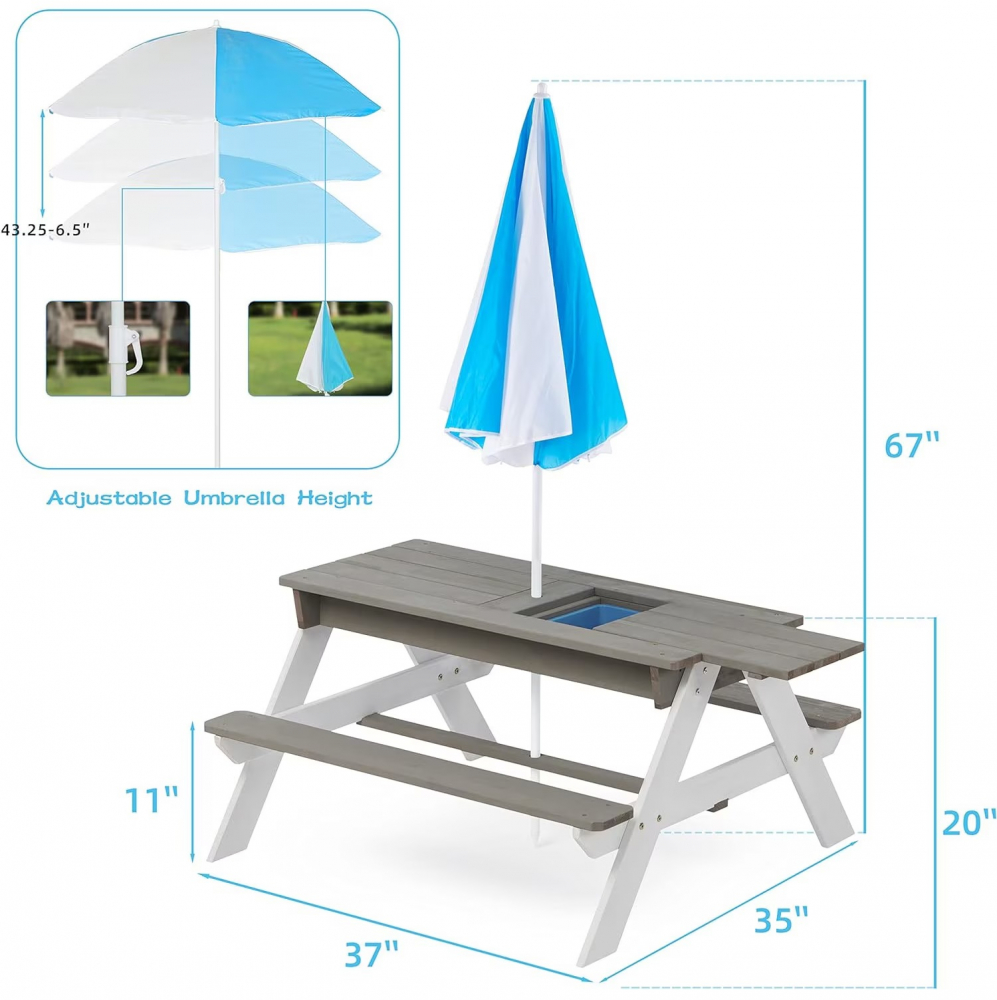 Set Masuta Gradina 3in1 Ginger Home GriAlb - imagine 6