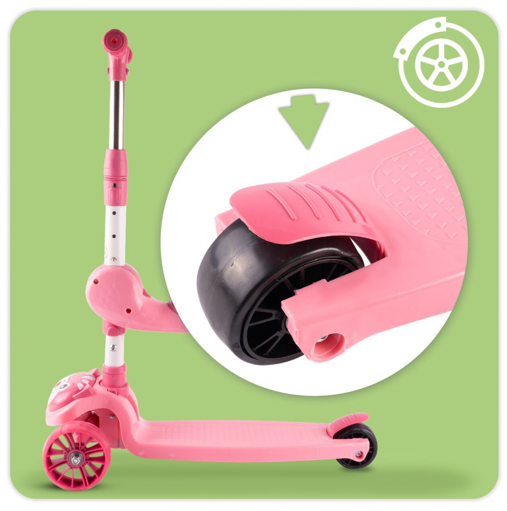 Trotineta 2 in 1 Malplay cu scaun, LED Pink Kitty - imagine 2