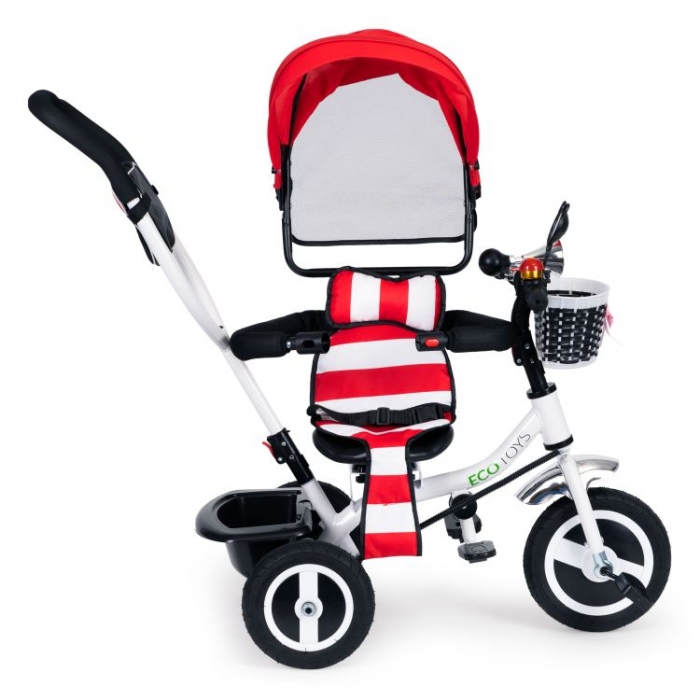 Tricicleta Ecotoys Rosu, Scaun Reversibil, 25kg - imagine 4
