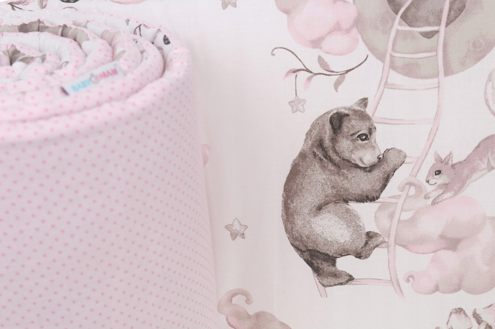 Aparatoare Patut BabyMam Sleepy Bears Pink, 180x30 cm - imagine 7