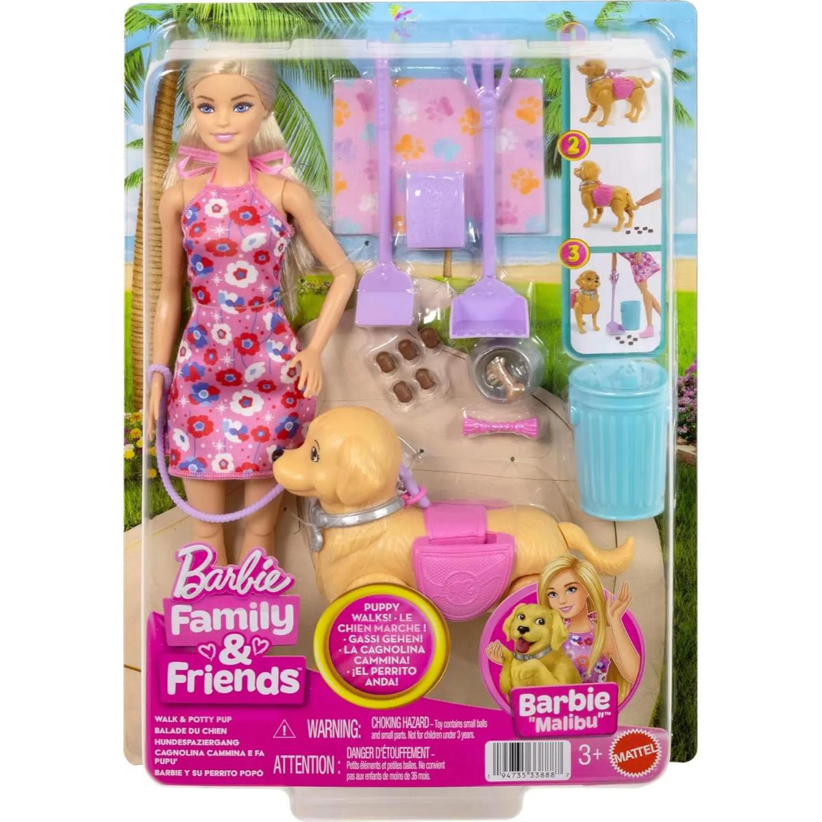 Barbie Malibu cu Catelus și Accesorii
