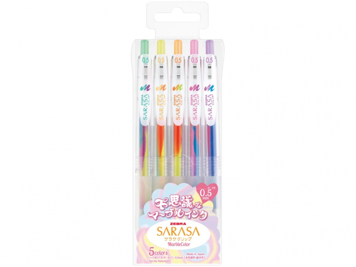Set 5 Pixuri Zebra Sarasa Marble Gel