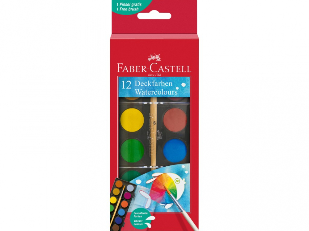 Acuarele Faber-Castell 12 Culori + Pensulă