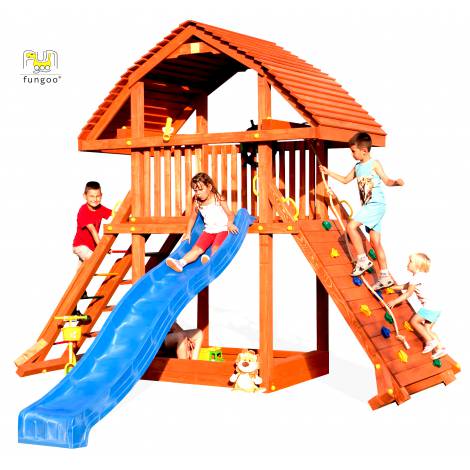 Complex de joaca Fungoo GIANT, tobogan 3m, lemn