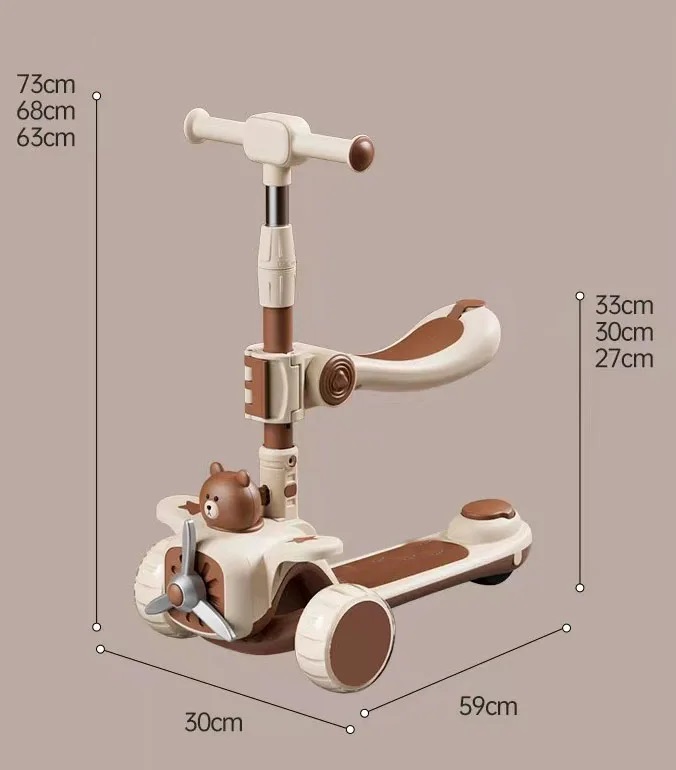 Trotineta 3 in 1 Nichiduta, Pliabila, Muzica, LED - imagine 5