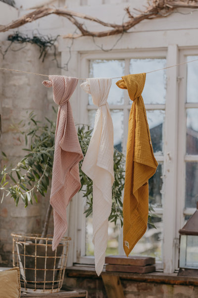 Bibs Swaddle Muselina 120x120 cm, Sand, Bumbac Organic