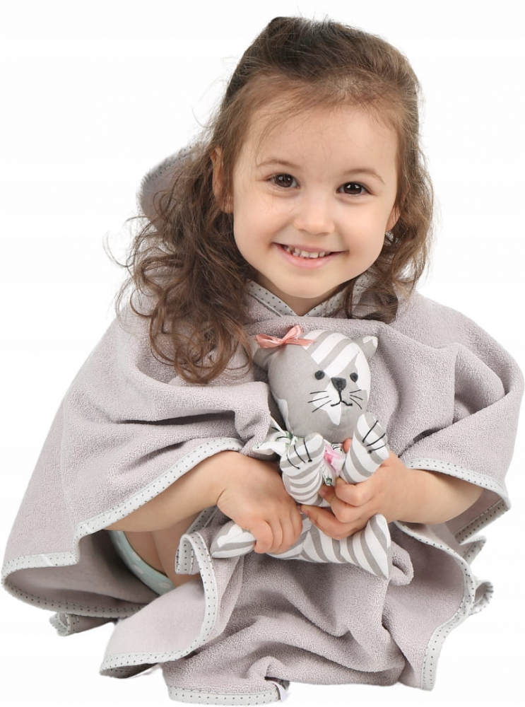 Poncho de Baie BabyMam Gri cu Glugă, 126x60cm - imagine 5