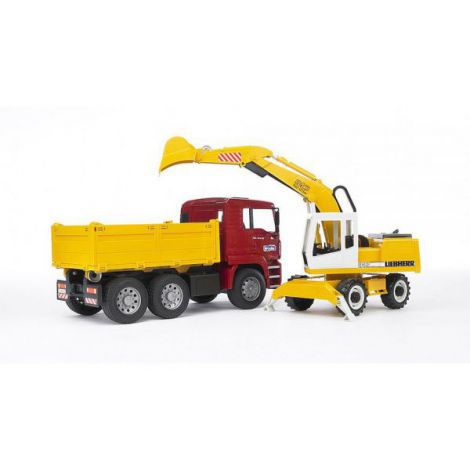 Bruder Set Camion MAN TGA si Excavator Liebherr