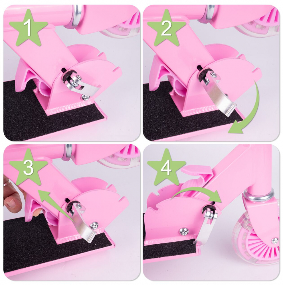 Trotineta Malplay Pink LED, Pliabila si Reglabila - imagine 5